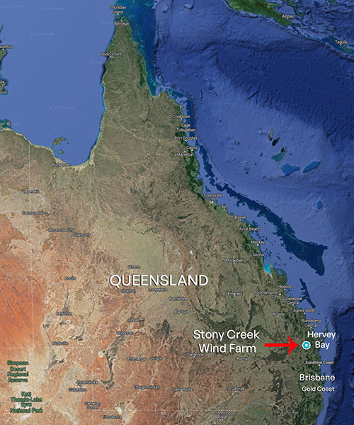 Stony Creek Wind Farm Qld map